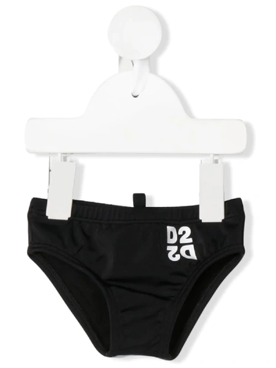 Dsquared2 Babies' Mirrored D2 Swim Briefs In Black