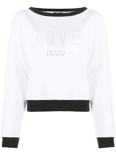 Liu •jo Love Embroidered Sweatshirt In White