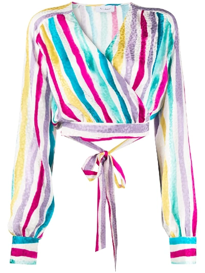 Art Dealer Gwyneth Striped Wrap Cropped Top In White