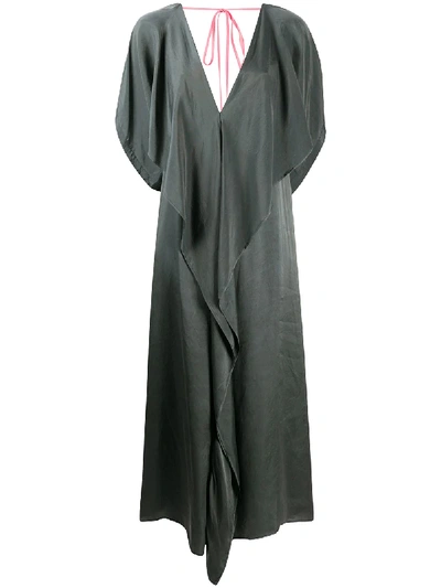 Uma Wang V-neck Draped Maxi Dress In Grey