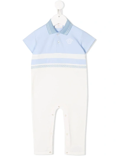 Young Versace Babies' Logo Polo Romper In White