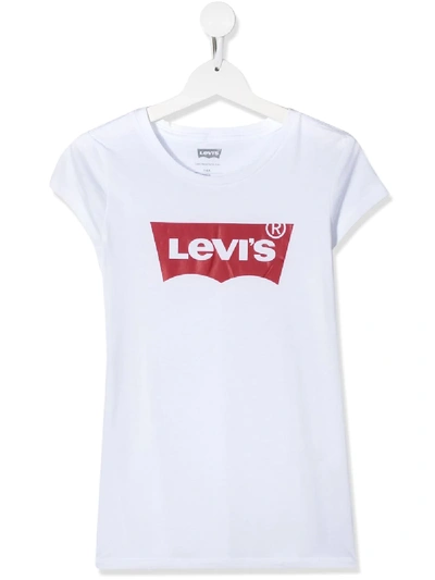 Levi's Teen Logo Print T-shirt In White