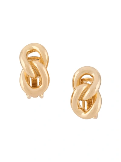 Pre-owned Dior 1980s  Chain Link Clip-on Earrings In Gold