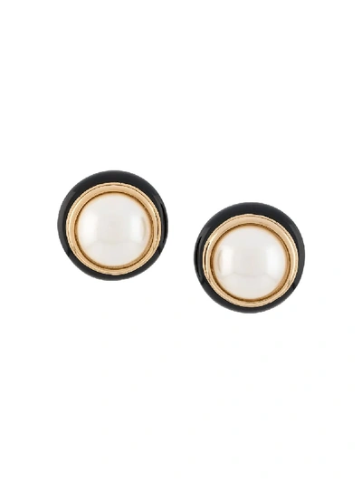 Pre-owned Dior 1980s  Pearl Clip-on Earrings In Gold