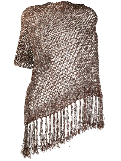 Pinko Knitted Metallic Cape In Brown