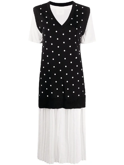 Semicouture Polka-dot Layered Dress In Black