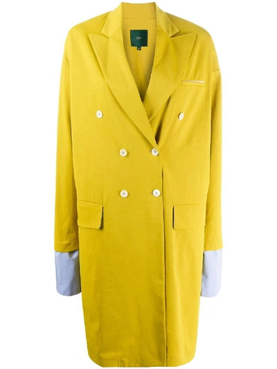 Jejia Contrasting-cuff Double-breasted Coat In Yellow
