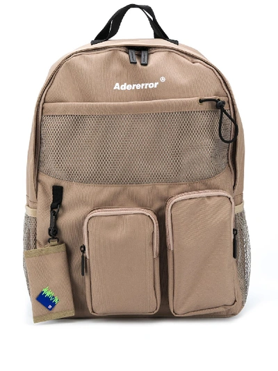Ader Error Logo-print Multiple-pocket Backpack In Brown