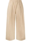 P.a.r.o.s.h Elasticated Cropped Trousers In Neutrals