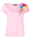 LOVE MOSCHINO ICE-CREAM EMBROIDERED T-SHIRT