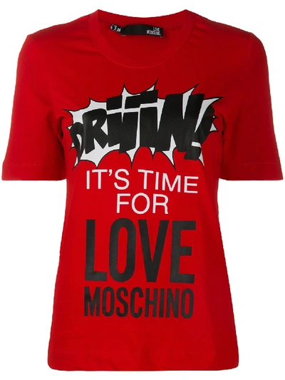 Love Moschino Logo Print T-shirt In Red