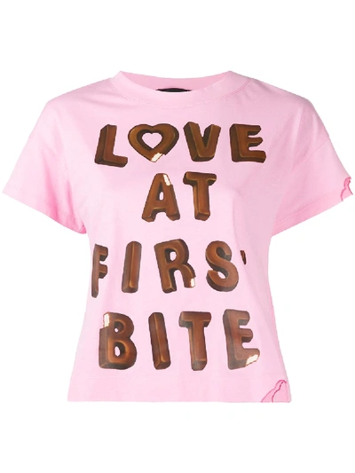 Love Moschino Slogan Print T-shirt In Pink