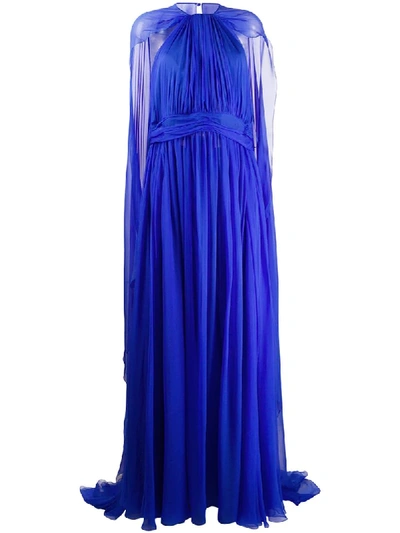 Zuhair Murad Cape Detail Evening Dress In Blue