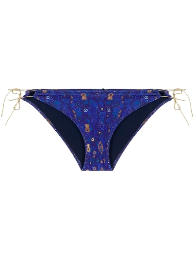 Rixo London Patti Printed Bikini Bottoms In Blue