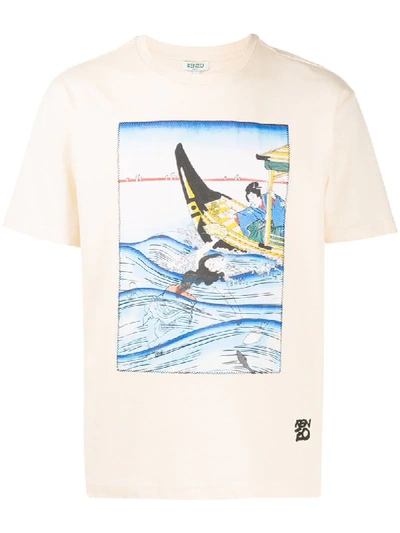 Kenzo Graphic Print T-shirt In Neutrals