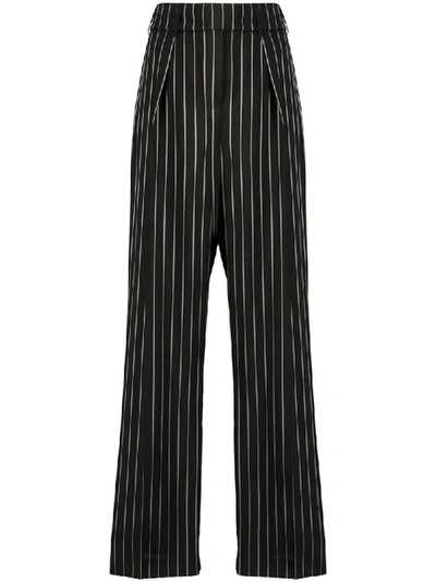 Alexandre Vauthier Pinstripe Wide Leg Tailored Trousers In Black