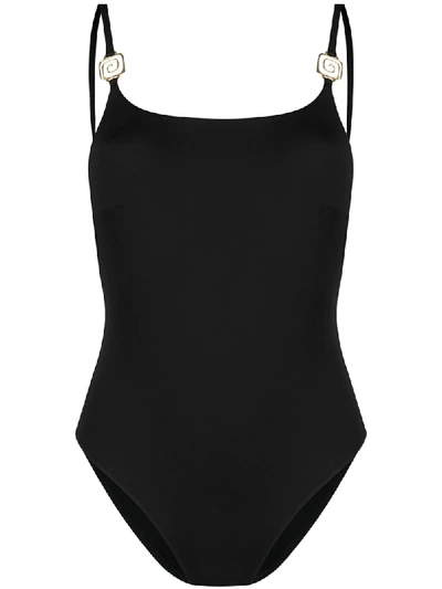 Rixo London Prima Embellished Swimsuit In Black