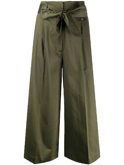 Liu •jo Cropped Sequin Stripe Trousers In Green