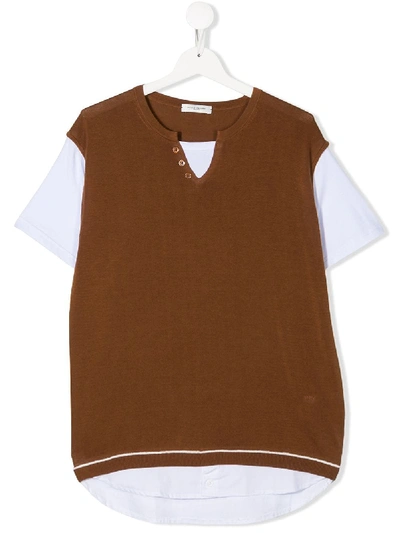 Paolo Pecora Teen Two-tone T-shirt In Brown