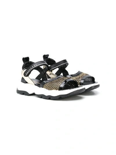 Cesare Paciotti Teen Mesh Panel Sandals In Black
