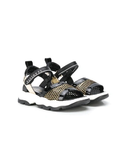 Cesare Paciotti Kids' Mesh Ankle Strap Sandals In Black