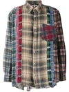 Needles Check Print Patchwork Shirt In Grey