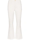 Frame Le Crop Mini Bootcut Metallic Snakeskin Print Jeans In White