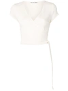Reformation Flora Cropped Wrap Top In White