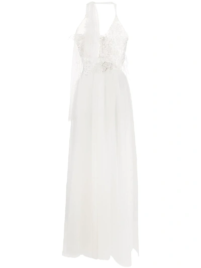 Loulou Floral Embroidery Bridal Dress In White