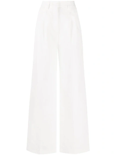 Msgm Flared Wide-leg Trousers In White