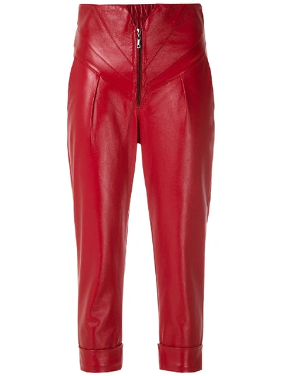 Andrea Bogosian Cropped Leather Trousers In Red