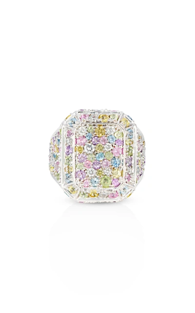 Aisha Baker 18k White Gold Disco Ring In Multi