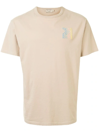 Maison Kitsuné Mk Monogram Embroidered T-shirt In Brown