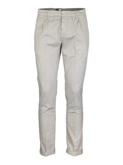 Dondup Gaubert Stretch Cotton And Linen Trousers Trousers In Light Grey