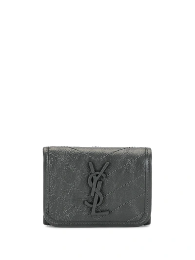 Saint Laurent Niki Logo Wallet In Grey