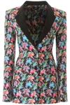 Rabanne Floral Print Cotton & Viscose Jacket In Black Mecanic Flower (black)