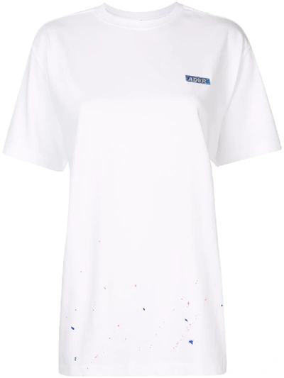 Ader Error Oversized Paint Splatter Print T-shirt In White