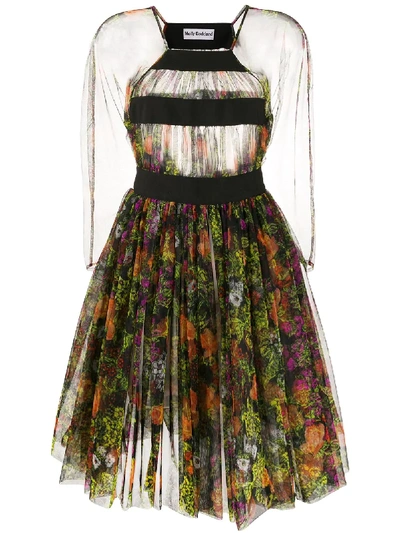 Molly Goddard Sheer Floral Print Dress In Black