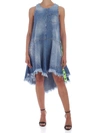 GAELLE PARIS FRINGED DRESS IN BLUE DENIM