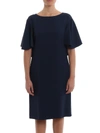 Alberta Ferretti Butterfly Short Sleeve Crepe Dress In Blue