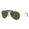 Ray Ban Outdoorsman Havana Collection Sunglasses Gold Frame Green Lenses 62-14 In Gold