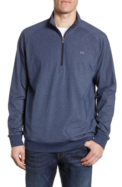 Travismathew Travis Mathew Zachary Half Zip Pullover In Heather Blue