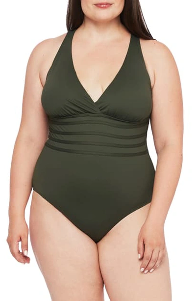 La Blanca Island Goddess Tummy-control Strappy One-piece Swimsuit Women's Swimsuit In Olive
