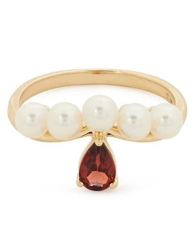 Anissa Kermiche Gold Age Of Innocence Pearl And Garnet Ring In Multi