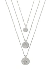 Ettika Set Of 3 Coin Pendant Necklaces In Silver