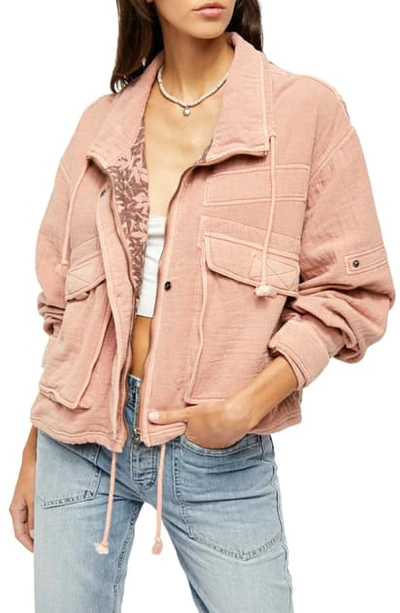 Free People Eyes On You Dusky Pink Cotton Jacket In Coral Sands
