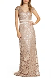 TADASHI SHOJI SEQUIN LACE A-LINE GOWN,BIZ18938LX