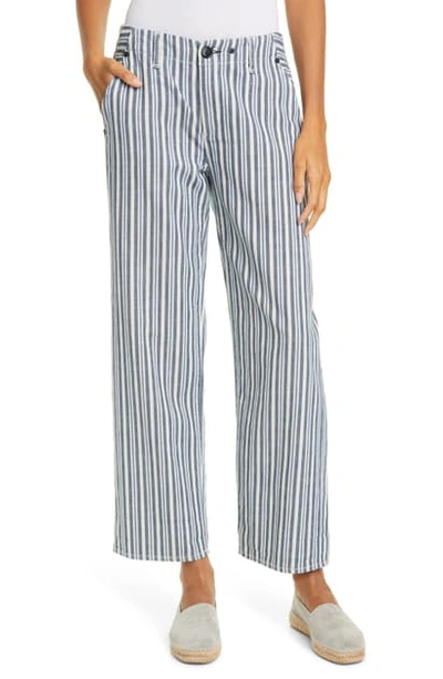 Rag & Bone Buckley Stripe Ankle Straight Leg Pants In Indigo Stripe