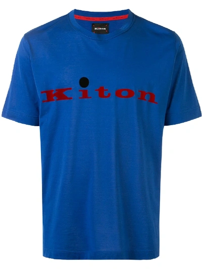 Kiton T-shirt Mit Samt-logo In Blue
