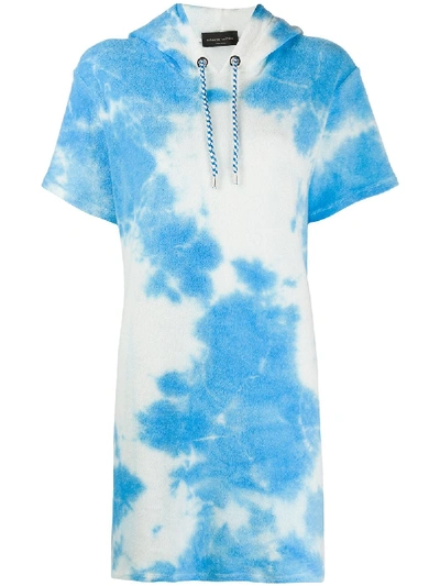 Roberto Collina Tie-dye Hoodie Dress In Blue